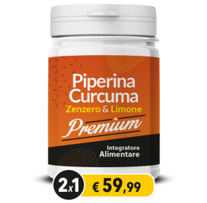 Piperina & Curcuma Plus con Zenzero e Limone Premium